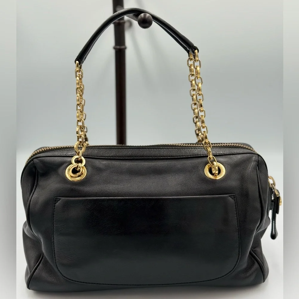 Salvatore Ferragamo Gancini Black Leather Shoulder Bag - Picture 3 of 14